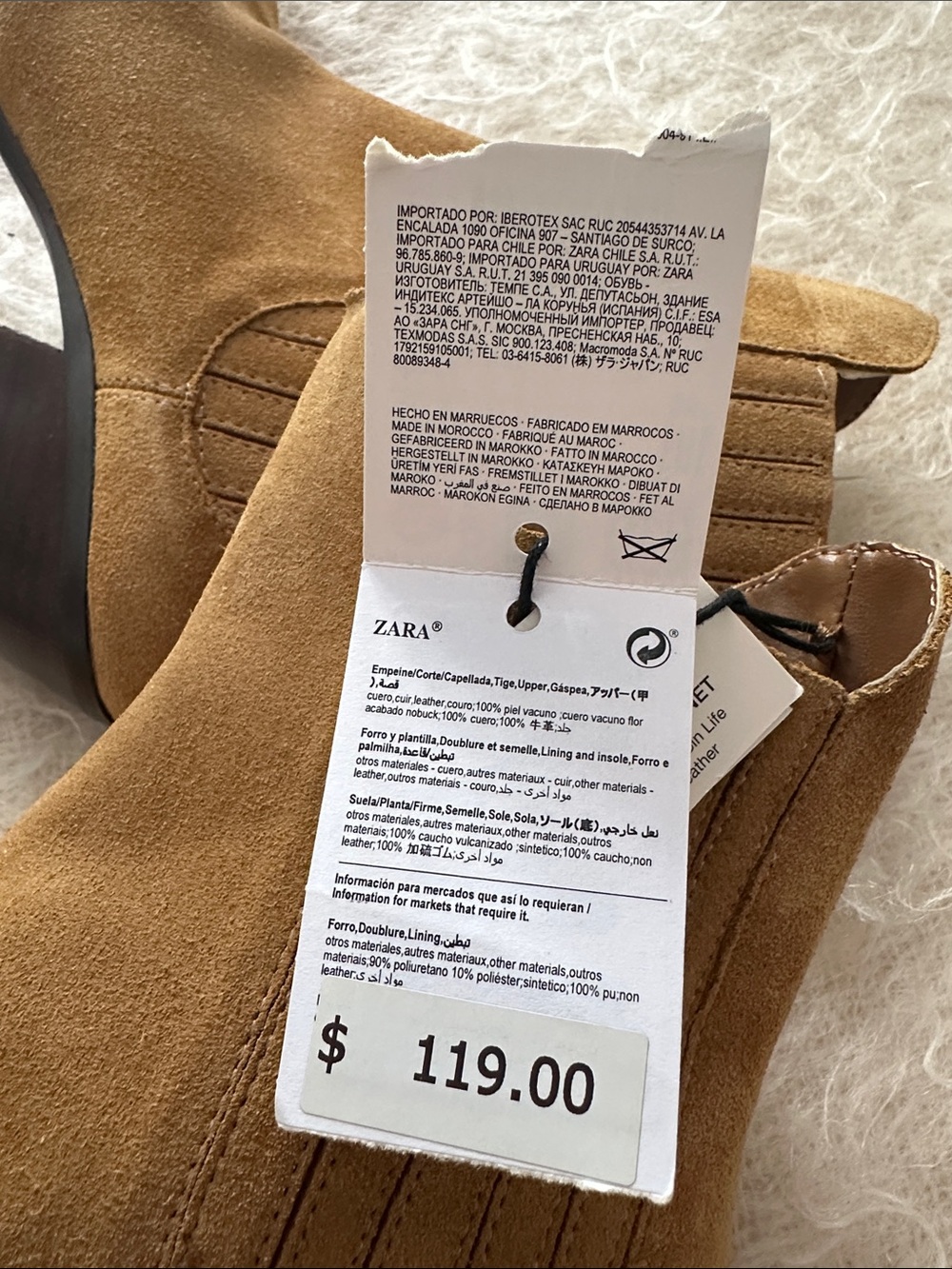 NWT Zara Suede Leather Chelsea Western Boots Camel Tan EU 37 US 6.5 - Picture 10 of 12